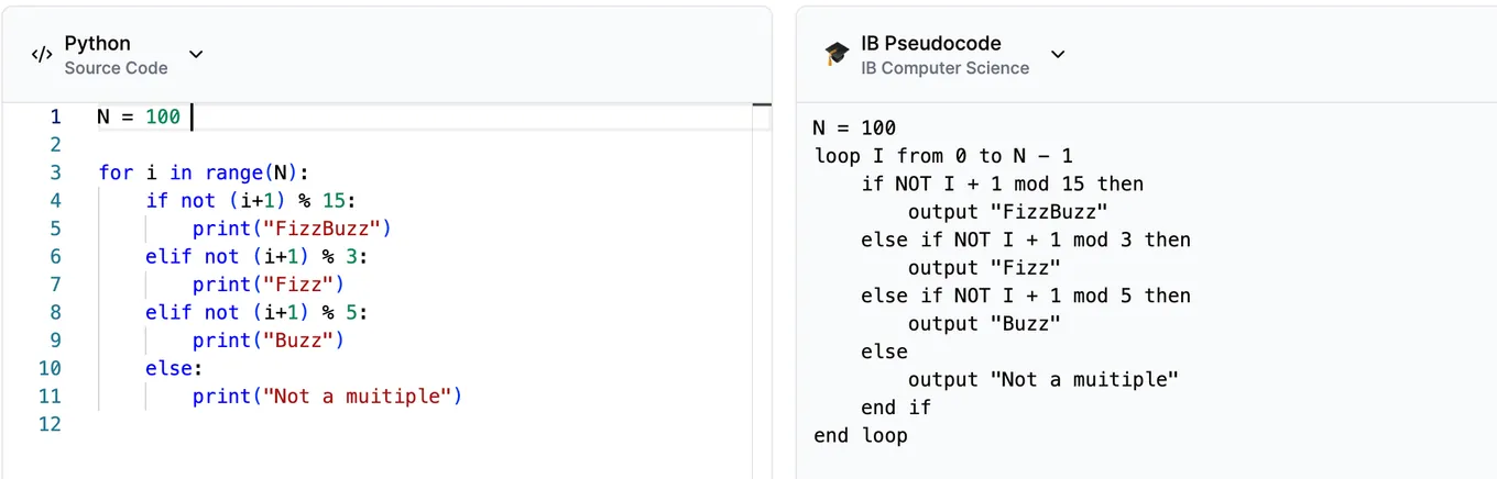 Pseudocode Converter: Convert Code to IB‑Compliant Pseudocode screenshot