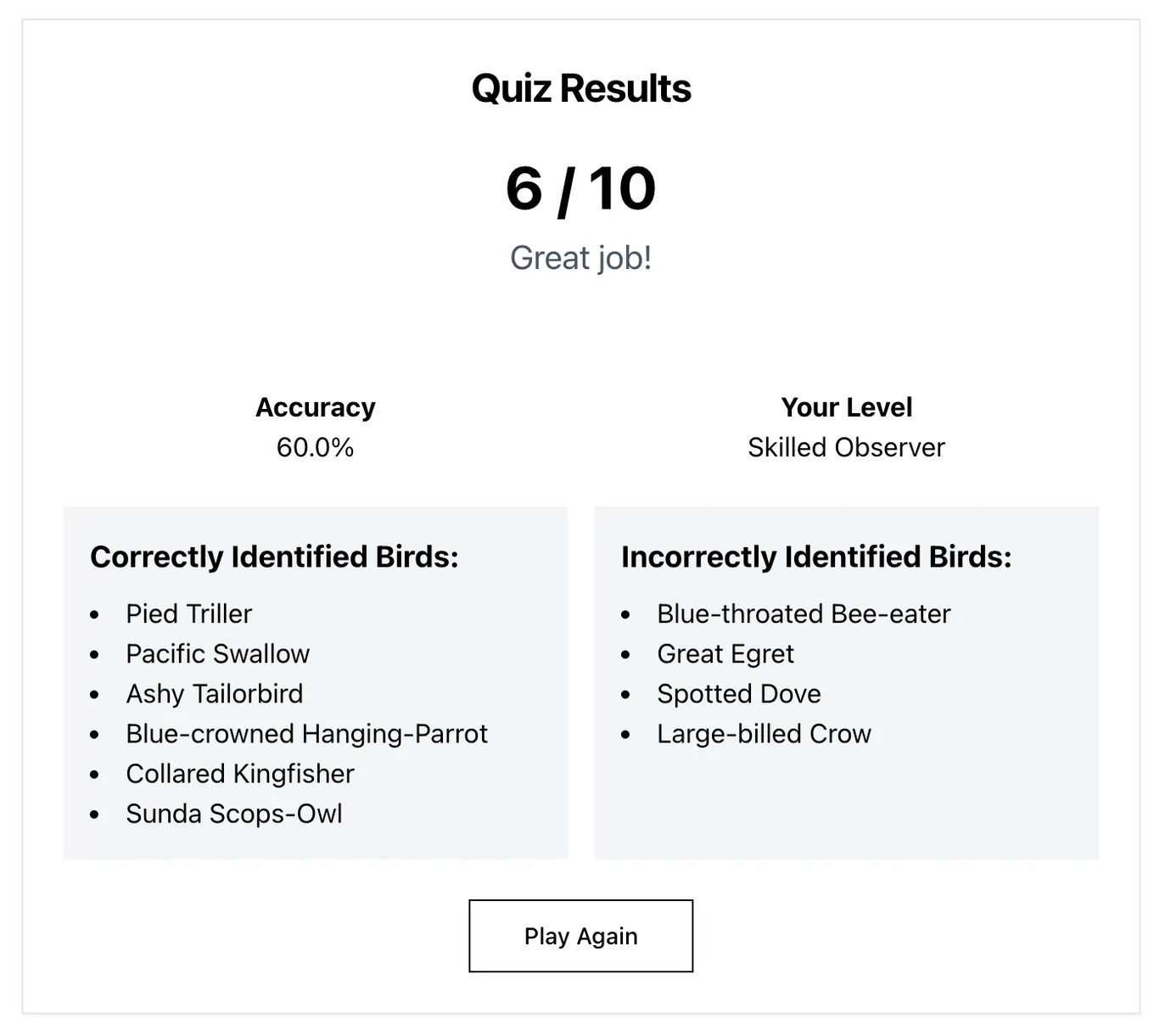 Learning Singapore’s Birds by Ear: A Look at the SingBirds Call Quiz screenshot