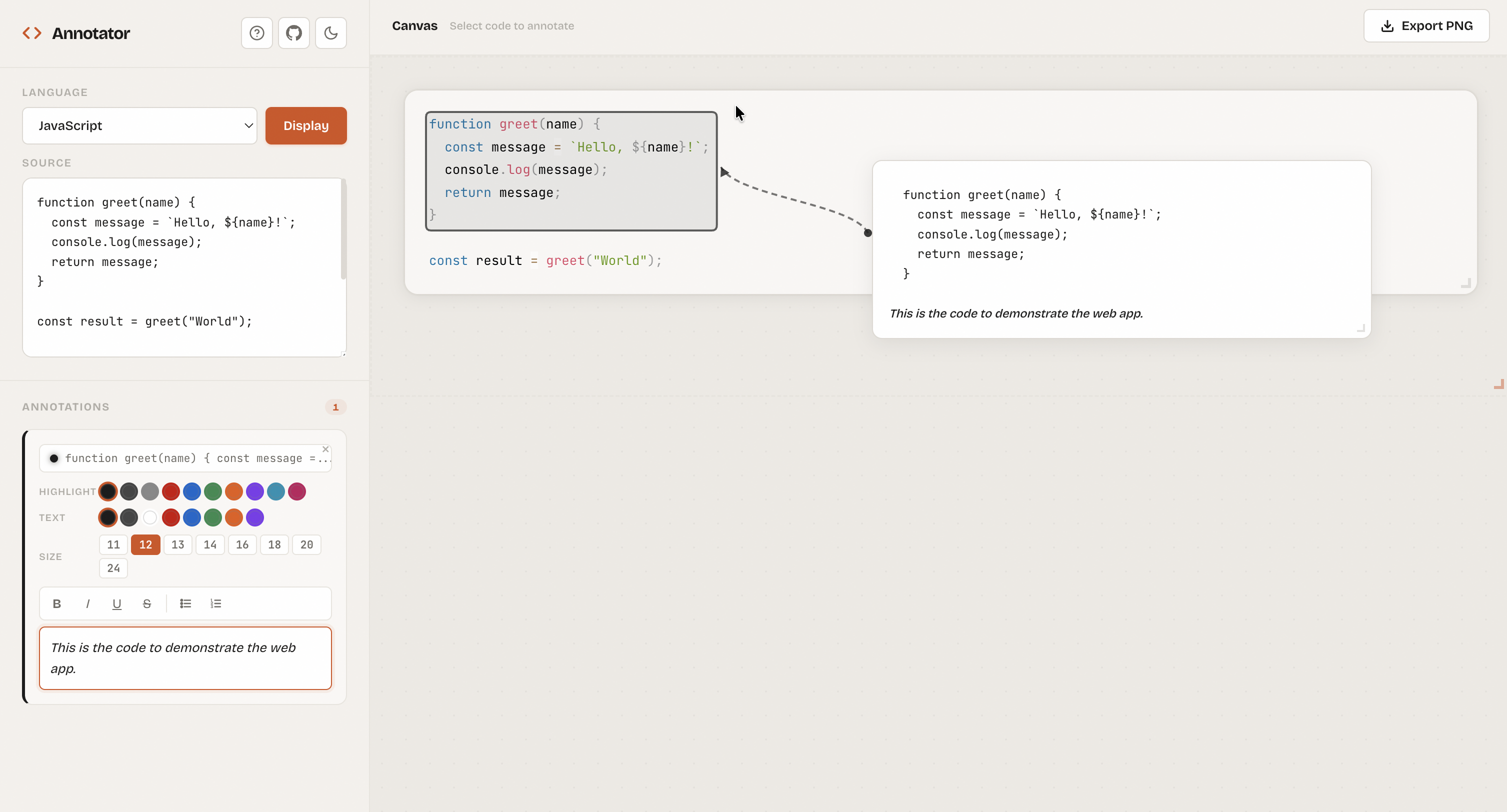Code Annotator — Annotated Code Snippet Generator