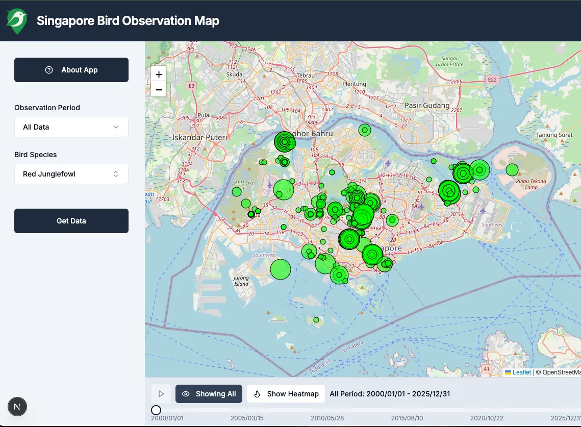 Mapping Singapore's Avian Life: Inside the Singapore Bird Observation Map screenshot
